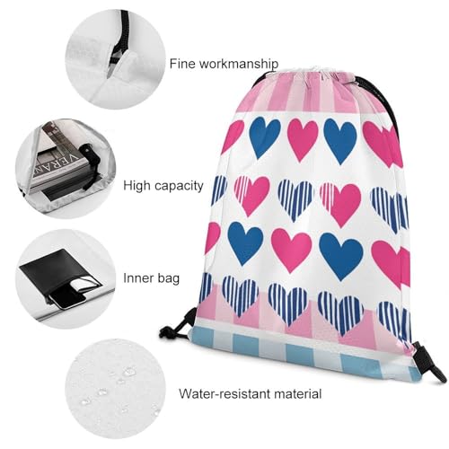 Beam Bag Large Capacity Drawstring Backpack for Volleyball Baseball Sports Workout Gear Travel Men Women, Transgender Pride Hearts Lgbt Flag Bags - color: Picture (758)