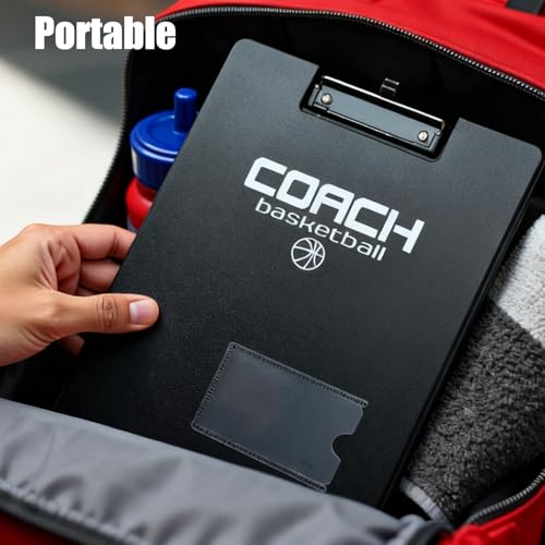 Basketball Clipboard Multi-Court White Board for Coaches, Magnetic Dry Erase Coaching Whiteboard with Upgraded Equipment - Magnets, 2 Marker Pens, Eraser, Training Essentials Coaches Gifts