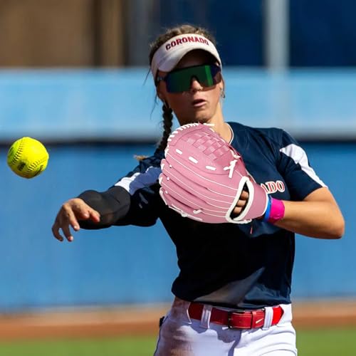 Baseball Glove + Ball Sets, Softball Glove, Baseball Mitt, 10.5''-12.5'' for Youth/Adult Training and Beginner Play, Synthetic Leather Softball Mitt - color: PinK, size: 10.5"