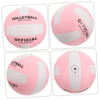 Soft Touch PU Volleyball for Indoor Training and Official Matches Ball with Control and Stability Eye-catching Pink and White Design for Sports Equipment