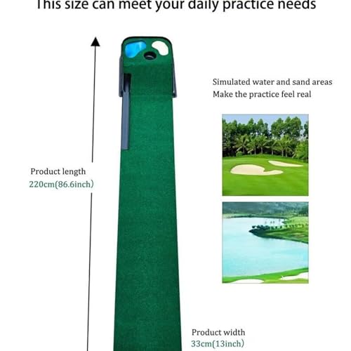 Indoor and Outdoor Golf Practice Putting Green, Portable Home Office Golf Training mat, Includes 6 Double-Layer Golf Practice Balls