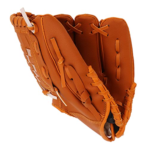 Acouto Premium PVC Sport Baseball Gloves Brown Pitcher Mitt for Kids and Adults Training 10.5in Outdoor Use (10.5 Inch)