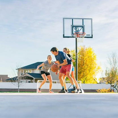 Lifetime Portable Basketball Hoop, 50 Inch Shatterproof Fusion Backboard, Adjustable Height 8-10 Ft, Broomstick Adjust, Base with Wheels, Slam-It Rim