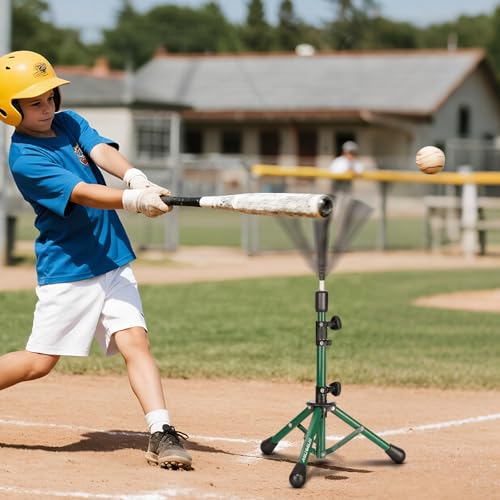 Baseball Tee Batting Tee Softball Tee Portable Travel Hitting Tee,Easy Adjustable Height,Stable Tripod Stand - color: Green, style: Tee Pro