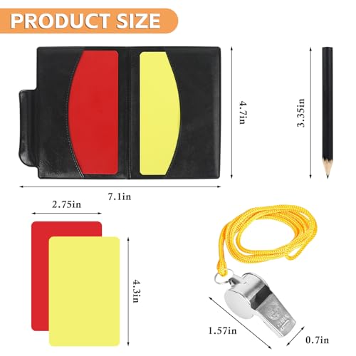 Soccer Referee Card Set, Red and Yellow Warning Cards with Record Paper, Pencil, Card Storage Wallet, Soccer Referee Kit for Football Matches, Training, Sports Games