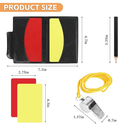 Soccer Referee Card Set, Red and Yellow Warning Cards with Record Paper, Pencil, Card Storage Wallet, Soccer Referee Kit for Football Matches, Training, Sports Games