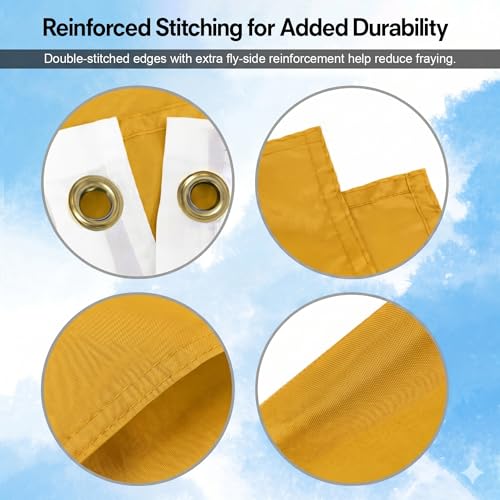 DMSE Solid Gold Flag, 2x3 Flag, UV Resistant, Fade Resistant Material with Metal Grommets (2ft x 3ft), (Nylon), (Gold) - color: Gold, size: Nylon (2 x 3 ft)