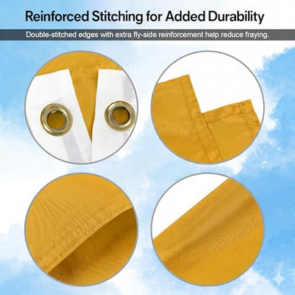 DMSE Solid Gold Flag, 3x5 Flag, UV Resistant, Fade Resistant Material with Metal Grommets (3ft x 5ft), (Nylon), (Gold) - color: Gold, size: Nylon (3 x 5 ft)