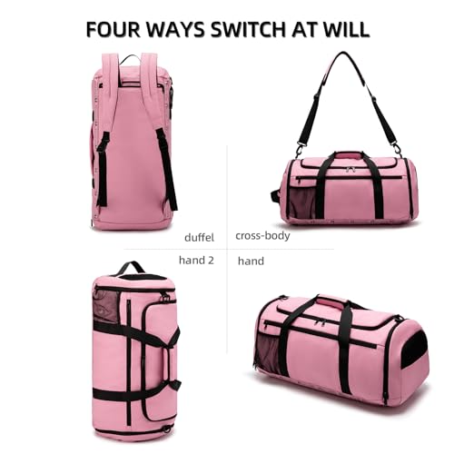 ROYALFAIR Basketball duffel bag Large Sports Bag with Separate Ball Holder & Shoes Compartment,Best for Basketball, football,Volleyball,Gym - color: pink