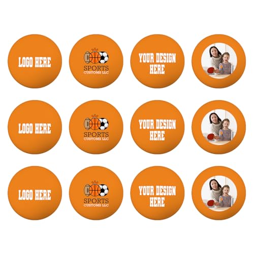 HAMMET Custom Ping Pong Balls - 12-Pack Personalized Table Tennis Balls in Orange and White - Add Name, Text, or Logo - Durable 3-Star Official Size for Training, Clubs, and Games - color: Orange