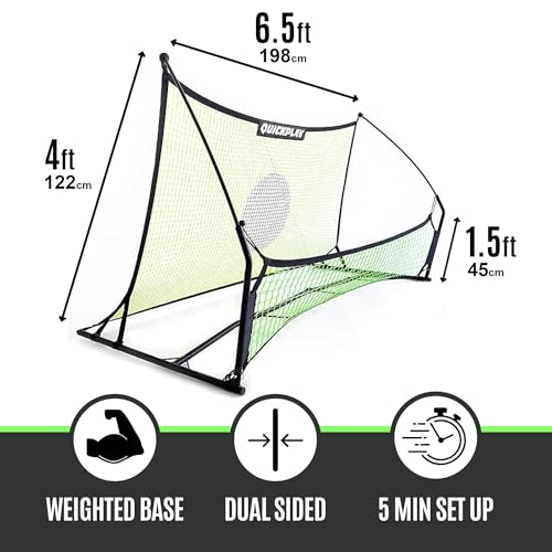 QuickPlay Tekkers Trainer 6.5x4ft Soccer Rebounder Net - Dual Net Soccer Trainer for Backyard Training - Portable Soccer Rebounder for Passing, First Touch & Control