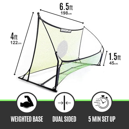 QuickPlay Tekkers Trainer 6.5x4ft Soccer Rebounder Net - Dual Net Soccer Trainer for Backyard Training - Portable Soccer Rebounder for Passing, First Touch & Control