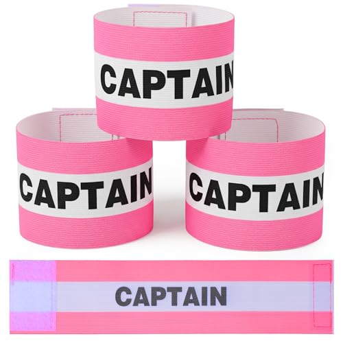 WLLHYF 3 Pcs Captain Arm Bands for Soccer, 3.5x13.5 Inch Pink Captain Adjustable Unisex Elastic Outdoor Football Player Armbands Team Sport Armband for Adult Soccer Team Training