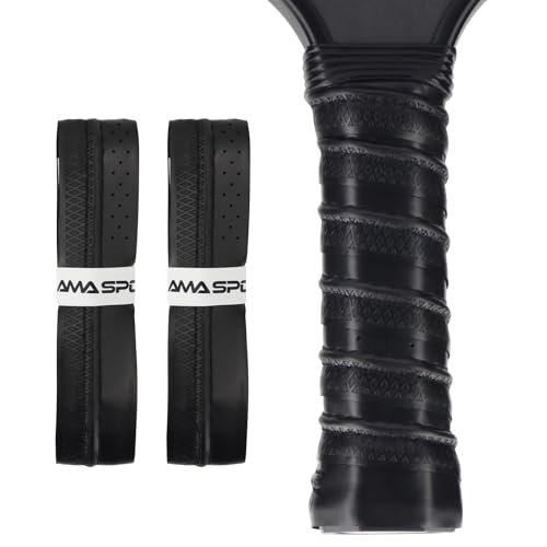 AMA SPORT Pickleball Paddle Grip Tape 2 Pack Pickleball Overgrip Replacement Grip Wrap for Pickleball Rackets Anti-Slip Grip Ridge Easy Installation and Long-Lasting Performance - color: Black