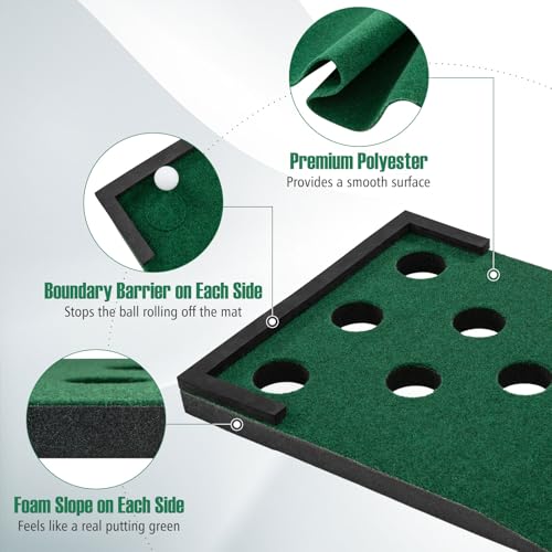 ULTIMATE Golf Putting Game Set, Indoor Outdoor 11FT Golf Training Mat, Putting Green Mat w/ 2 Adjustable Putters, 6 Balls & 12 Hole Covers for Party, Backyard, Home and Office