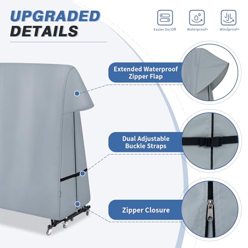 Ping Pong Table Cover Outdoor Waterproof, Dual Function Table Tennis Cover Fits Both Folding Tables and Flat Tables Indoor & Outside 68"L x 6"/30"W x 62"H, Grey - color: Grey
