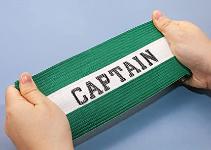 ONLYKXY Captain Armbands 9x30CM/3.54x11.81inch Adjustable Leader Armband for Soccer Basketball Volleyball School Team Competition Coach Players Wrist Arm Bands - color: Green + White
