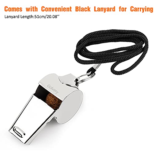 Coach Whistle Stainless Steel, Loud Crisp Sound Whistle with Lanyard for Sports, Outdoor, Lifeguard Protection, Referee (Silver-1PC)