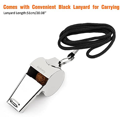 Coach Whistle Stainless Steel, Loud Crisp Sound Whistle with Lanyard for Sports, Outdoor, Lifeguard Protection, Referee (Silver-1PC)