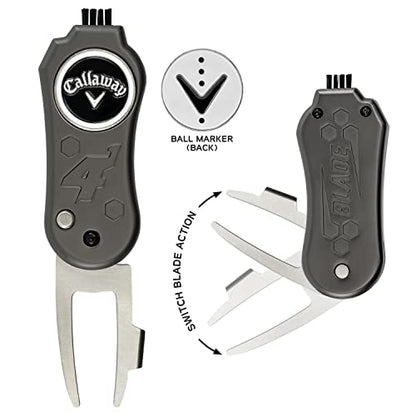 Callaway 4-in-1 Blade Divot Repair Tool - Black Switch Blade 4-Function Golf Divot Tool