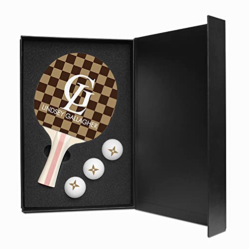 Infusion Table Tennis Paddle and Balls Gift Box Set - color: Maroon/Tan Checkerboard