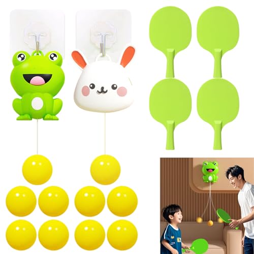 Hanging Table Tennis Trainer Portable Set, 1 Pcs Trainer 6 Balls & 2 Pcs Trainer 12 Balls Door Pong Game for Kids with Racket and Balls, Adjustable Hanging Table Tennis Trainer - color: 10 Balls & 2 Trainer