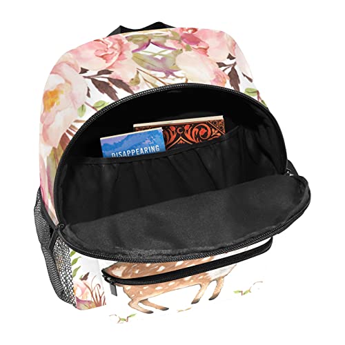 Woodland Floral Deer Personalized School Backpack for Teen Kid-Boy/Girl Toddler Daypack Kindergarten Travel Bookbag - color: Option 6