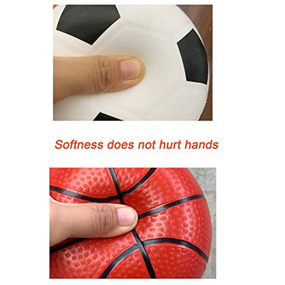 Soccer Basketball Football Small Sports Bouncy Balls with Hand Pump for Kids and Toddlers - (Pack of 3) 6-Inch Diameter Rubber Sport Ball Set for Fun Outdoors and Backyard Play