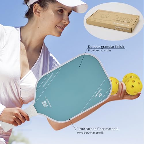 FH-500 T700 Pickleball Racket, 14MM Thick Two-Handed Offensive Pickleball Racket, Speed and Control - color: Light Blue