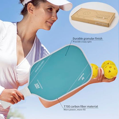 FH-500 T700 Pickleball Racket, 14MM Thick Two-Handed Offensive Pickleball Racket, Speed and Control - color: Light Blue
