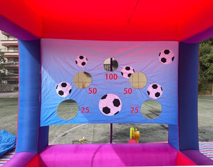 Inflatable Soccer Target Goal Kick Shooting Game Inflatable Football Gate 11.5ftx10x8.6FT with Blower for Parties, Backyard, School, Team Events
