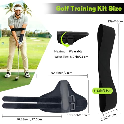 Golf Wrist Training Aid Kit with Wrist Brace & Arm Band, Durable & Comfortable Swing Trainer to Keep Arms Connected & Stabilize Wrist, Improve Swing Consistency for Beginners & Practice