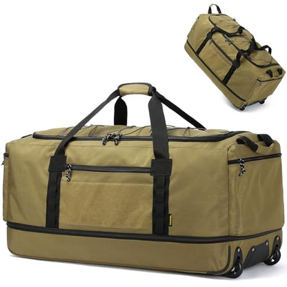 170L Extra Large Baseball Bag with Wheels Gym Duffle Softball Catchers Coach Team Equipment Bags Collapsible Rolling Travel Duffel Bat Gear Bag for Hockey Basketball Football Volleyball Soccer - color: Brown