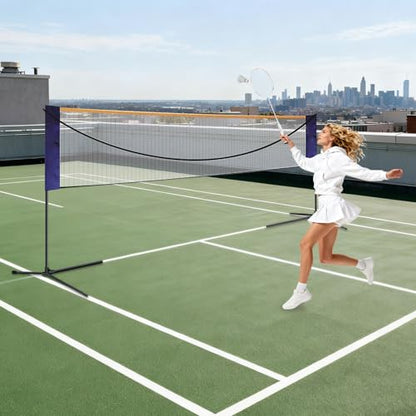 20FT Portable Badminton Net Set, Height Adjustable Tennis Net, Polypropylene Fiber Sports Nets Set, Volleyball Training Court Sports Tool for Indoor Outdoor Court Backyard and Beach Games