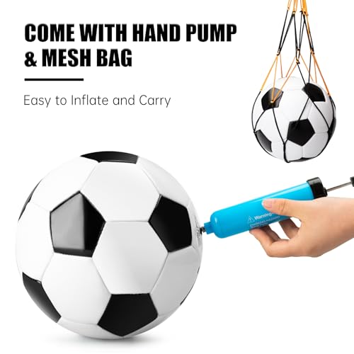 Soccer Ball Size 5 Size 4 Size 3 Size 2 with Pump Deflated - Single, 2 or 3 Pack Official Size Indoor Outdoor Training - Gift for Toddler Kids Youth Teens Adult 1-3 5-8 8-12 12+ Years Old Boys Girls
