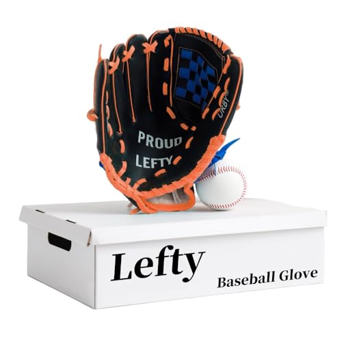 Urby Left Handed Baseball Glove, Left Handed T Ball Glove for Lefty, Left Hand Throw Only. T-Ball & Youth Baseball Gloves. - color: Black & Blue, size: 10.5in Age 4-7