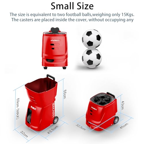 PT-SMART Tennis Ball Machine - Smart App for Apple Watch & Phone Control, Tennis Ball Launcher with 20 Landing Points, 12 Training Modes & 4-6h Battery Life, Tennis Serving Machine - color: Red