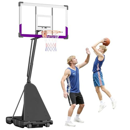 VEVOR Basketball Hoop, Basketball Hoop 44 48 50 54 Inchs PC Backboard, 4.4-10FT Height Adjustable, Basketball Portable Hoop& Goal, Indoor/Outdoor Classic Basketball Court, Teen Adult School Park