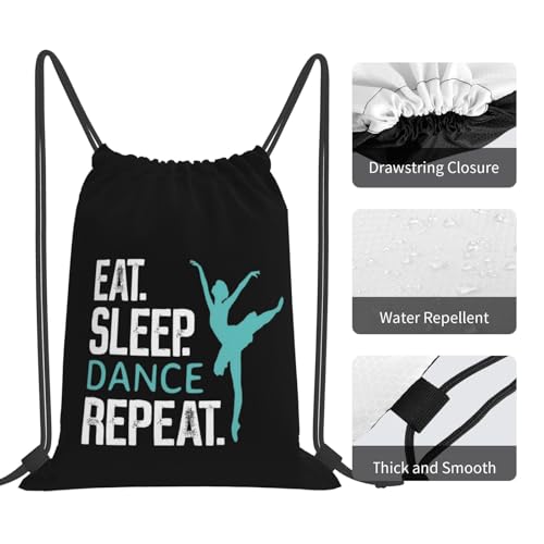 Eat Sleep Dance Repeat Unisex Drawstring Backpack Bag Sport Gym Travel Swim Sackpack - color: Eat Sleep Dance Repeat