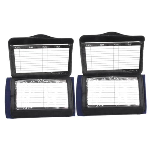 SECFOU 2 Pieces Football Strategy Card Holder Wristbands with Soft Fabric, Multi-use Card Wrist Band for Quarterback and Touch Football Coaches, Blue