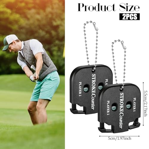 2 PCS Golf Counter Clicker, Portable Square Golf Clicker for 2 Players, Mini Score Keeper Stroke Counter with Hanging Rope for Sport Competitions, Games Scores
