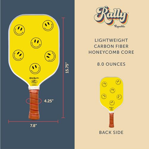 Officially Licensed Pickleball Paddle - USA Pickleball Association Approved Racket - Lightweight Honeycomb Core, Carbon Fiber Exterior, Premium Leather Grip for Comfort