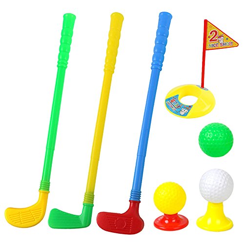 Plastic Golf Clubs, Educational Golf Toys Sets for Toddlers Kids, Outdoor Indoor Sports Golf Game Toys for Boys Girls, Sturdy & Multi-Colored