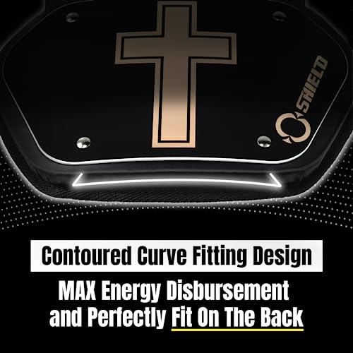 O Shield Golden Cross Chrome Football Back Plate, Lower Back Pads for Football Players, Rear Protector, Cross Series - size: Adult (Weight more than 180 Pounds), style: Golden Cross