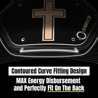 O Shield Golden Cross Chrome Football Back Plate, Lower Back Pads for Football Players, Rear Protector, Cross Series - size: Adult (Weight more than 180 Pounds), style: Golden Cross