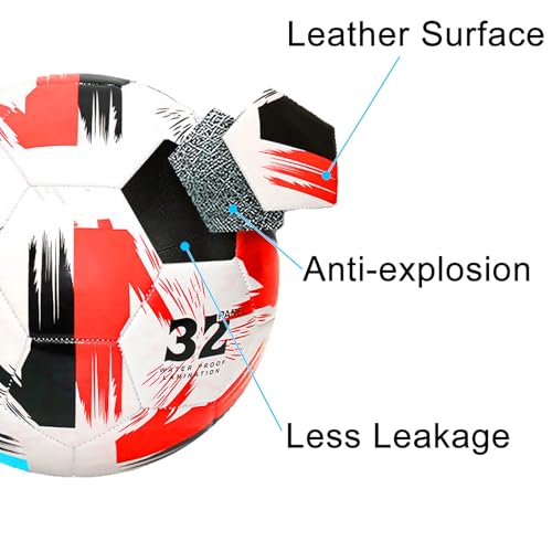 Soccer Ball Size 3 4 5 Boys Girls Youth Adults Practice Training Gift Pump Needle Football Kicking Soft Leather Anti Explosion Coach Family Fun Backyard Playground