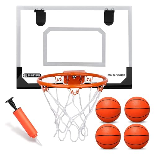 Umnodobn Mini Indoor Basketball Hoop for Kids Adults, Small Basketball Hoop Over The Door Mini Hoop with 4 Balls, oost Wall Mount Hoop Sport Game Interactive Toys Gift for Boys - color: Orange