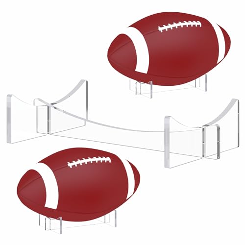 Football Stand 3-Pack, Acrylic Display Stand for Football, Rugby Ball and Memorial Sports Gloves, Ball Display Holder for Storage and Displaying - size: Football Stand (5.9x3.5x1.3 inch)