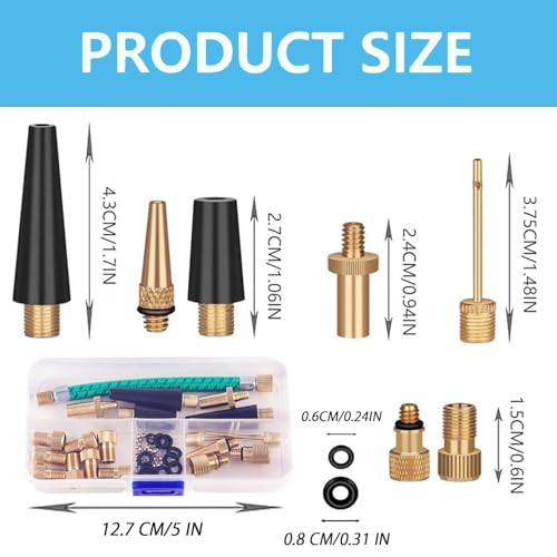 32 PCS Brass Ball Pump Needle Valve Adapter Set Bike Tire Pump Accessories for Gym Balloons Toys Bicycles