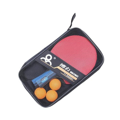 2 Pcs Table Tennis Racket Set Short Handle Pong Paddle Kit with Balls Poplar Rubber for Training Beginners and All Skill Levels